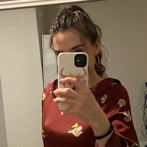 Zara Bird Print Ruffle Sleeve Blouse - Picture 6 of 11